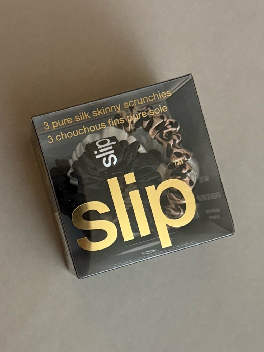 Slip Pure Silk 3-Pack Skinny Scrunchies - Black, Rose Gold Leopard and White - Picture 6 of 16